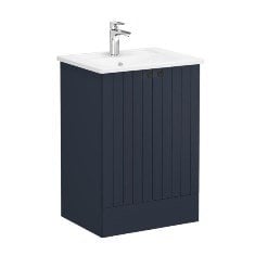 Vitra Root Groove 69329 Lavabo Dolabı, Kapaklı, 60 Cm,Yerden, Mat Lacivert, Köşeli Lavabolu